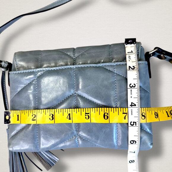 Patricia Nash Leather Oil Waxed Corfu Crossbody Shoulder Bag Quilted Blue Gray - Picture 13 of 13